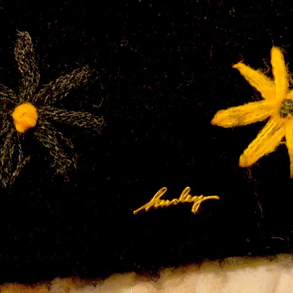 Hurley black scarf with yellow and grey flowers